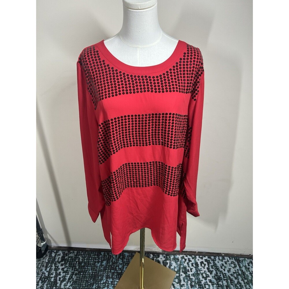 Lane Bryant Women's Pullover Plus 22/24 Red Black Sequins 254